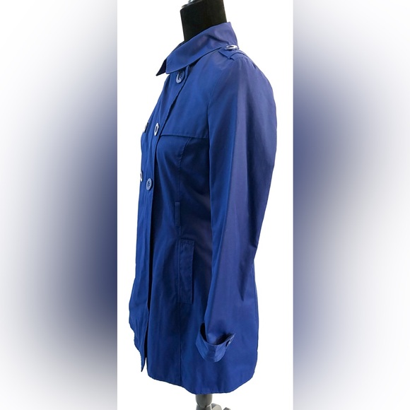 Kenneth Cole Reaction Royal Blue Double Breasted Trench Coat - Picture 5 of 14